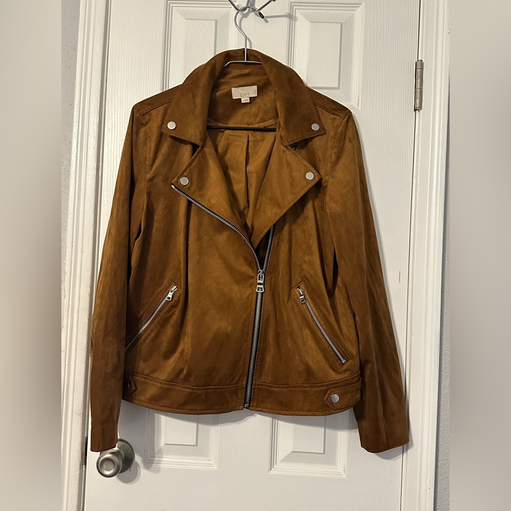 Ann Taylor Loft Faux Suede Moto Jacket -L